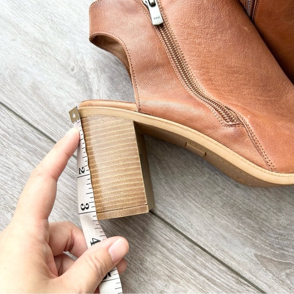 Moda in Pelle Tan Leather Open Toe Double Zippers Cut Out Booties - Picture 14 of 14